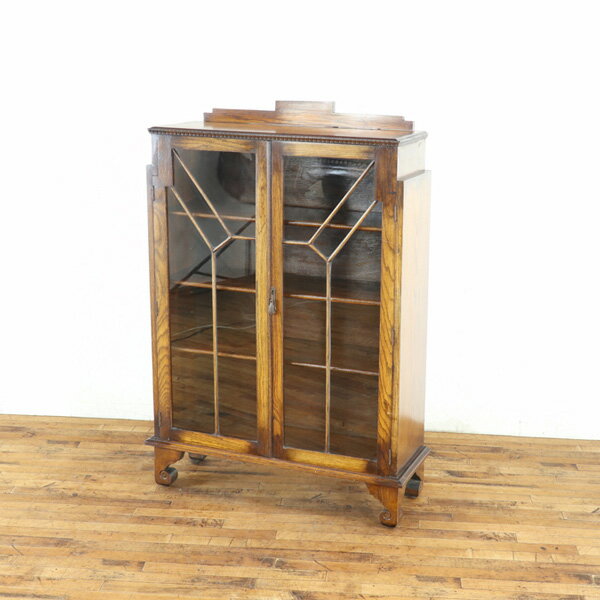 乐天商城 - アンティーク アールデコブックケース やや明るめお色 特徴的なシルエットが魅力 扉2枚タイプ 本棚 英国 アンティークフレックス 80886