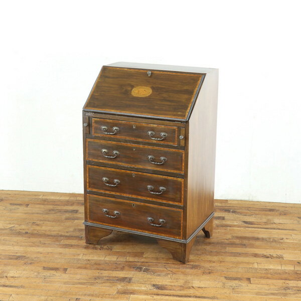 乐天商城 - アンティーク ライティングビューロー 小ぶりなサイズも魅力 エドワーディアン 引き出し3段 インレイ装飾がポイント イギリス家具 80892