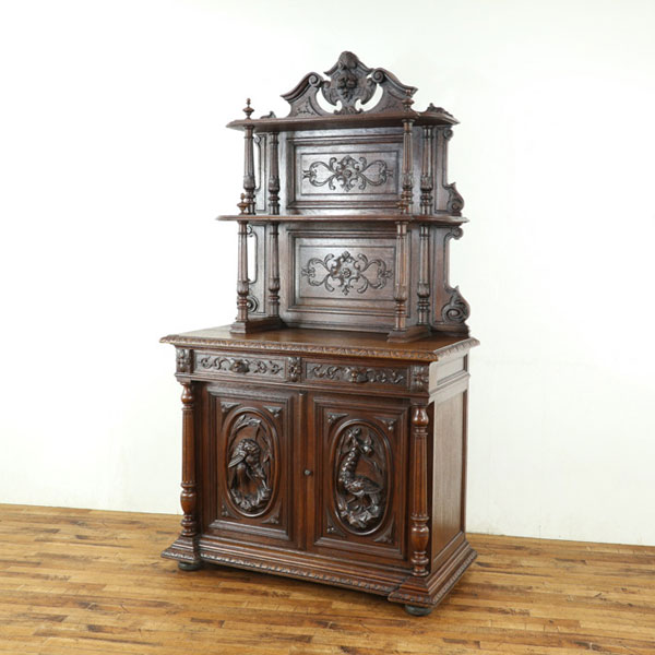 乐天商城 - アンティーク　キャビネット　ハンティングスタイル　個性的で繊細な彫刻　収納棚　飾り棚　フランス　アンティークフレックス　65064