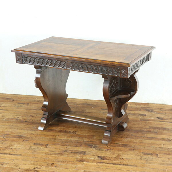 乐天商城 - アンティーク ライブラリーテーブル ゴシック様式が印象的 彫刻も魅力的 カフェや図書館にも フランス家具 アンティークフレックス 65463