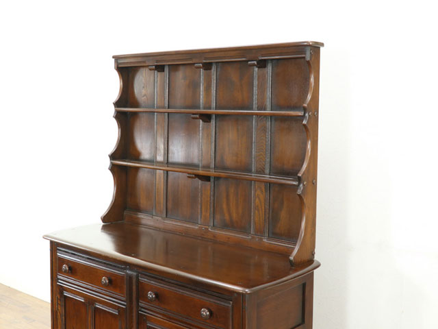 人気のERCOL(アーコール) カップボード 幅123.5×奥50×高166cm ディスプレイ兼収納 食器棚 イギリス アンティークフレックス 80136 [2]
