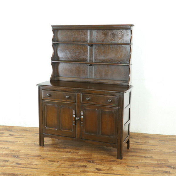 乐天商城 - 人気のERCOL(アーコール) カップボード 幅123.5×奥50×高161cm ディスプレイ兼収納 食器棚 イギリス アンティークフレックス 80137