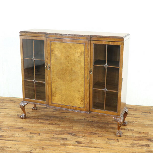 乐天商城 - アンティーク ブックケース ボールアンドクローフット 杢目を生かした美しい装飾 前面デザインも素敵 英国 アンティークフレックス 80527