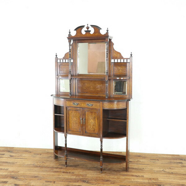 乐天商城 - アンティーク エドワーディアン パーラーキャビネット 幅122×奥35×高199cm 収納兼ディスプレイ棚 英国 アンティークフレックス 80751