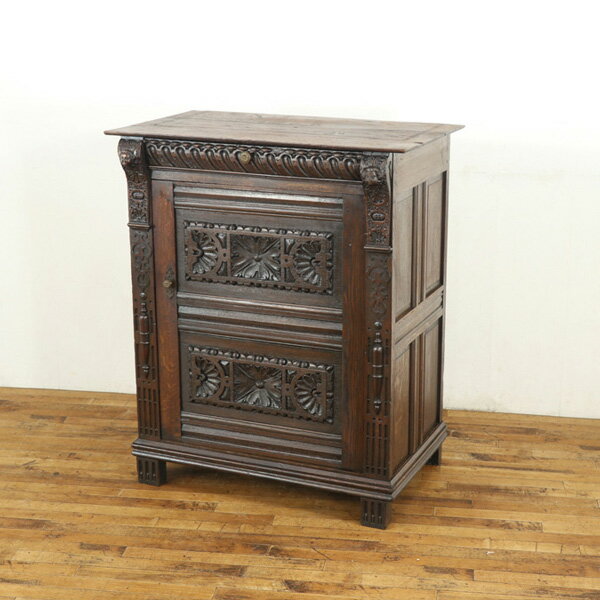 乐天商城 - アンティーク 家具 幅89.5×奥57.5×高107cm キャビネット ほど良いサイズと貫録あるたたずまい　収納家具　フランス　アンティークフレックス　70392