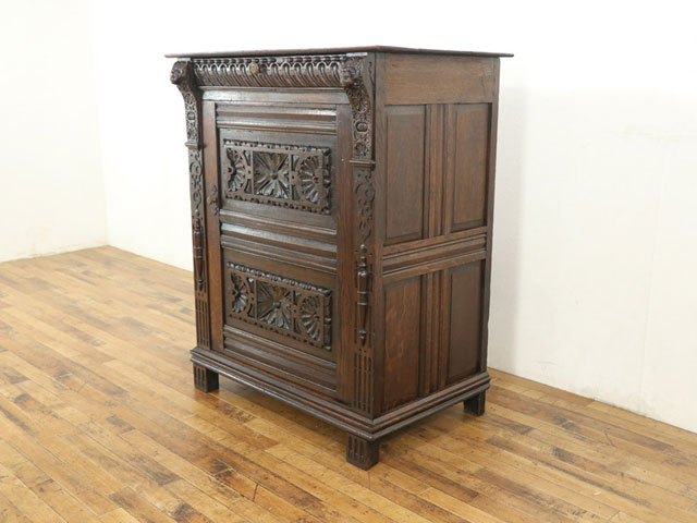 アンティーク 家具 幅89.5×奥57.5×高107cm キャビネット ほど良いサイズと貫録あるたたずまい 収納家具 フランス アンティークフレックス 70392 [2]