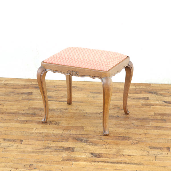 乐天商城 - アンティーク 張替済スツール 猫脚スタイルが可愛い 彫刻は控えめのすっきりとしたデザイン フランス家具 アンティークフレックス 65334b