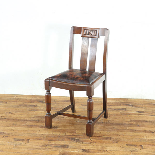 乐天商城 - 英国アンティーク 張替済ダイニングチェア アールデコの雰囲気 背もたれのデザインが印象的 すっきりとしたシルエット イギリス家具 80572