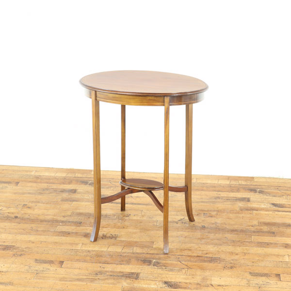 乐天商城 - サイドテーブル 小ぶりで可愛らしいサイズ 楕円型天板 シンプルなシルエット インレイがポイント イギリス アンティークフレックス 80723