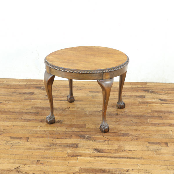 乐天商城 - アンティーク コーヒーテーブル ボールアンドクローの脚が印象的 丸型天板 細やかな彫刻がポイント 英国 アンティークフレックス 80830