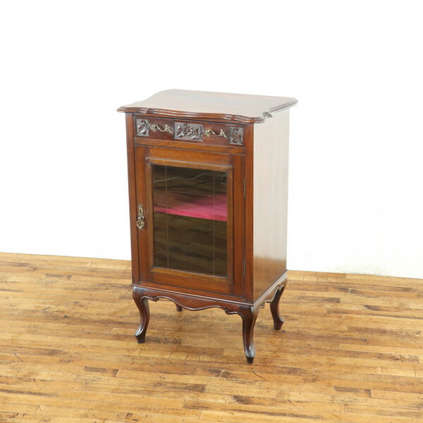 アンティーク ミュージックキャビネット ビクトリアンの華やかなデザイン 引き出し付き 飾り棚 イギリ..