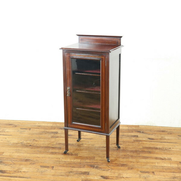 アンティーク ミュージックキャビネット すっきりとしたデザイン キャスターがあるタイプ 背が高め 高..