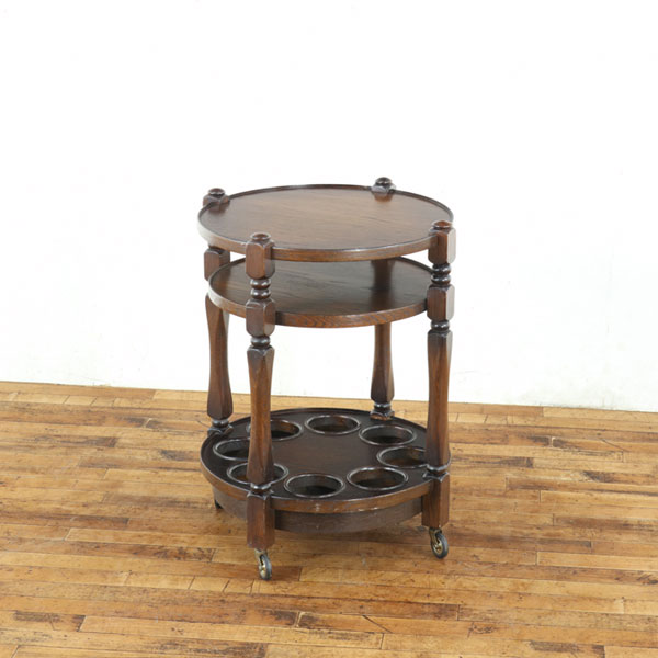 乐天商城 - ワゴン ボトルホルダーがあるタイプ 珍しい丸型のワゴン キャスター付き ディスプレイ棚 イギリス家具 アンティークフレックス 80508