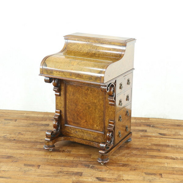 アンティーク ダベンポートデスク 珍しいギミック 曲線的なデザインが特徴 パール杢が美しい イギリス家具 アンティークフレックス 80567