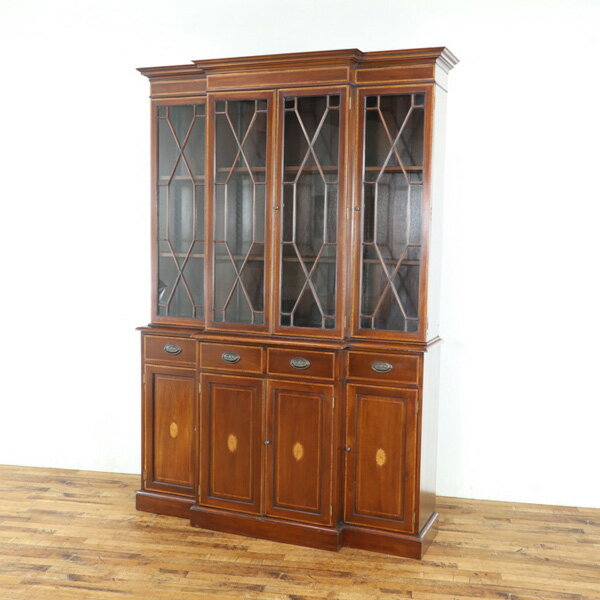 乐天商城 - アンティーク キャビネット スッキリと上品な雰囲気 やや明るめお色が印象的 エドワーディアン様式 インレイも素敵 イギリス家具 80574