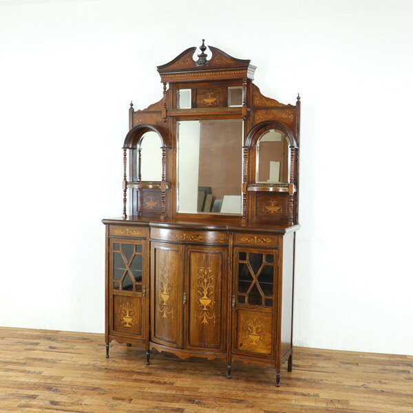乐天商城 - アンティーク エドワーディアン パーラーキャビネット 幅137×奥45×高230cm 収納兼ディスプレイ棚 英国 アンティークフレックス 80648
