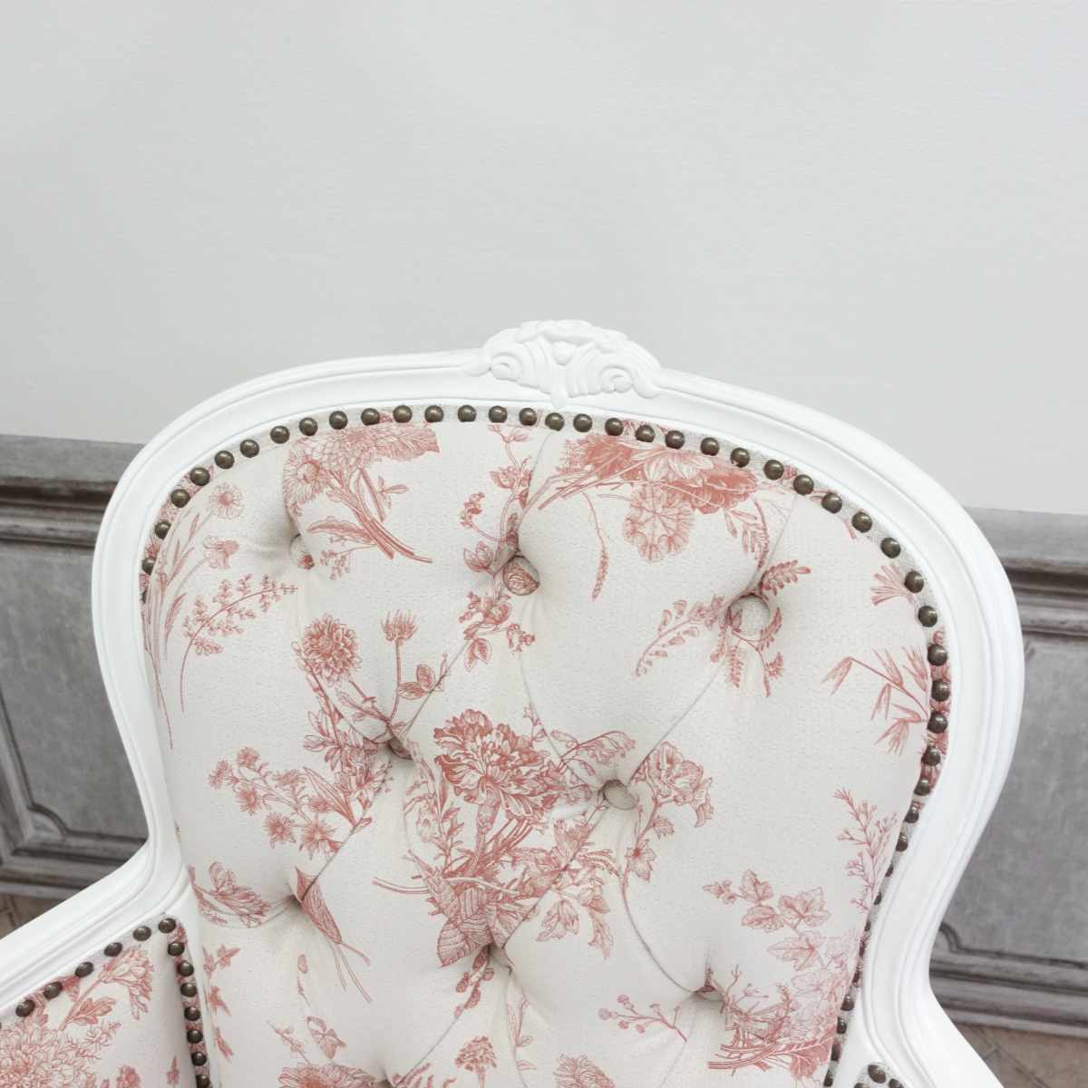 ロココ調家具 アームチェア トワルドジュイ柄 ベージュ 1014-18f269b 輸入家具 アンティーク ソファ 一人掛け ソファー シングル コンパクト フランス イタリア デザイナーズ 北欧 白家具 ホテル サロン 美容室 リビング 猫脚 1014-18f269b