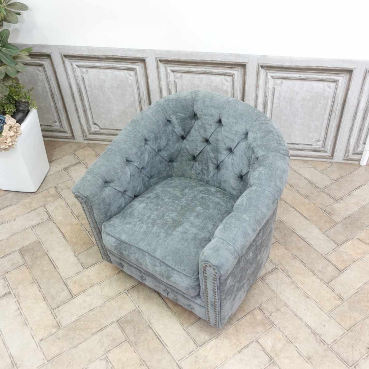 シングルソファ ヴィンセント グレー vl1f265k 輸入家具 コンパクト ソファ 1人掛...