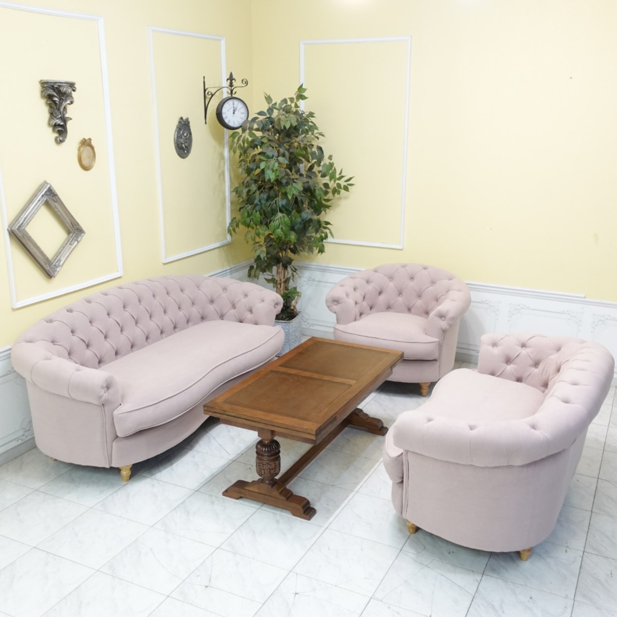 ソファ 2人掛け アンティーク 輸入家具 デザイナーズ ピンク ソファ チェスターフィールドソファ ビーンズ ソファ Mousofa 送料無料 ダブルソファ 英国 イギリス クラシック レトロ モダン ビンテージ チェスターフィールド ベロア ペールピンクxナチュラル nm2f237n [3]