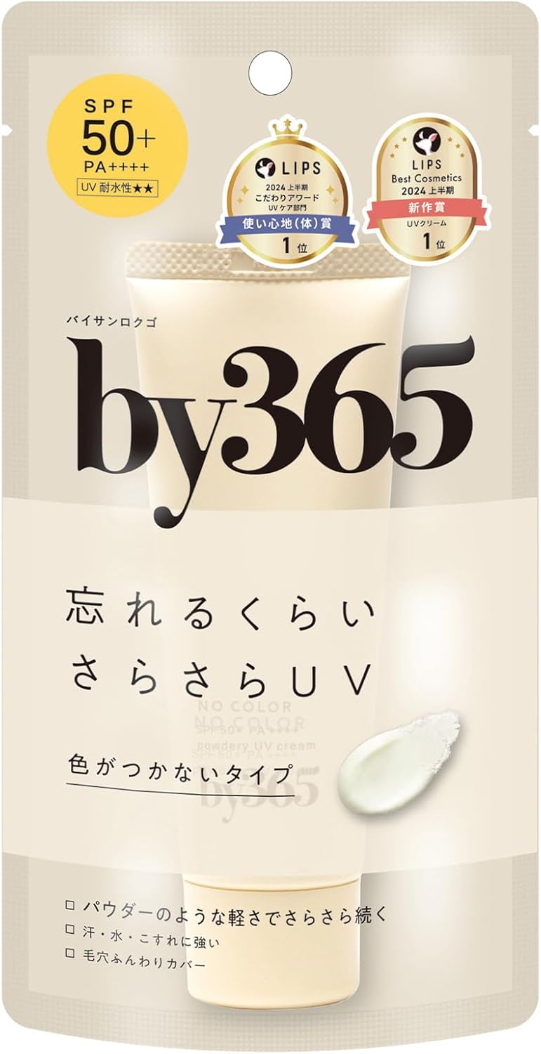 NARIS UP by365 バイサンロクゴ パウダリーUVクリーム (60g) 柔らかなリネンの香り SPF50 リニューアル前の商品です。 by365 パウダリーUVクリーム 「ぽてっ」とした水感が「さらっ」とした質感に変化。柔らかなリネンの香り 5