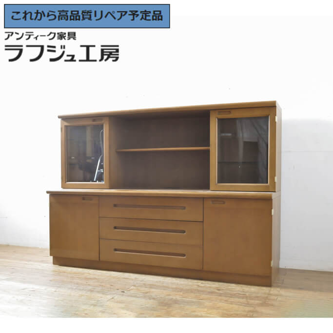 【中古】 美品 ★事前問合せ必須★ キャビネット 北海道旭川家具 インテリアセンター カンディハウス CONDE HOUSE サイドボード 収納棚 戸棚 飾り棚 ナチュラル シンプル リビング 収納 店舗 カフェ ラフジュ工房 送料無料 r-065207