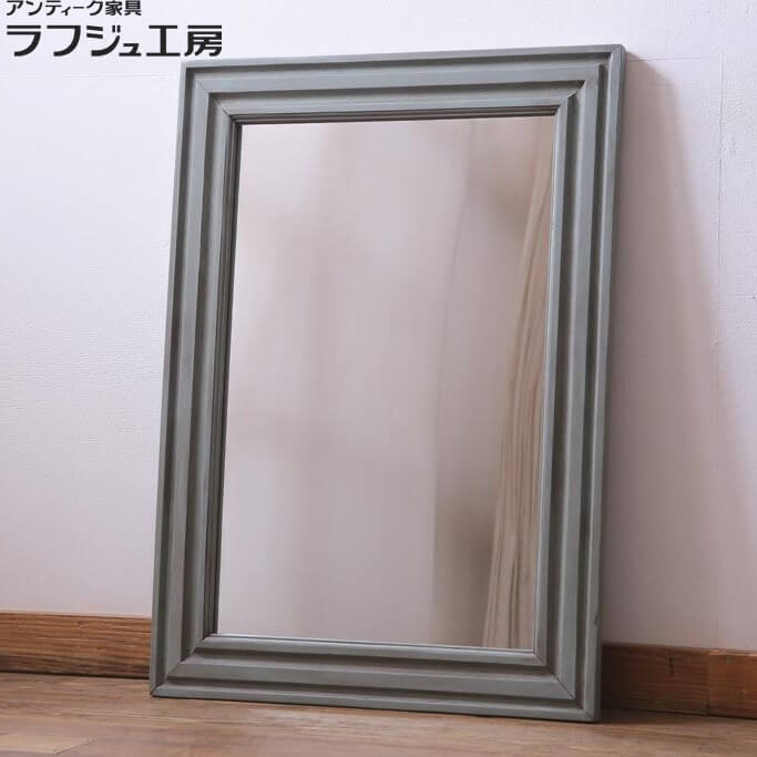 ウォールミラー 鏡 ペイント レトロ アンティーク風家具 リビング 店舗 ラフジュ工房 送料無料 r-033960