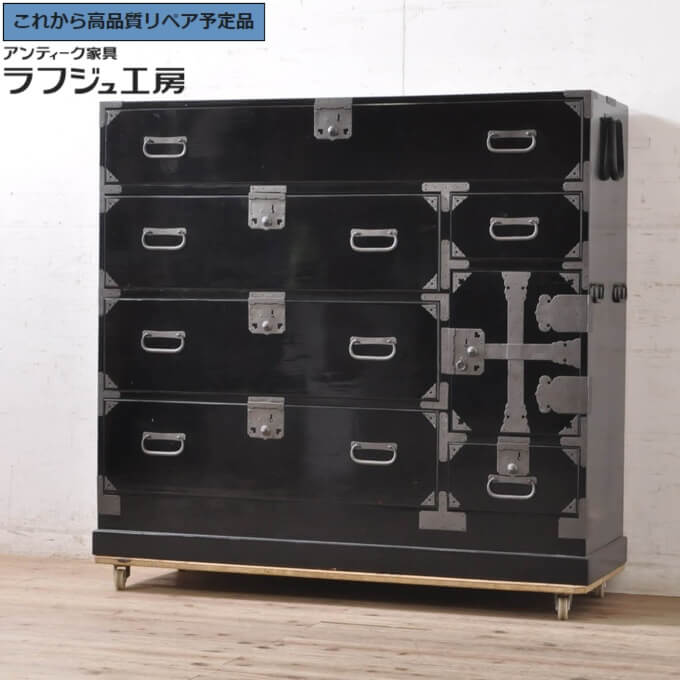 ★事前問合せ必須★ 和製アンティーク 時代箪笥 超美品 和タンス 衣装たんす 収納タンス 引き出し 和風 和モダン クラシカル エレガント 和製 リビング ダイニング 和室 寝室 カフェ ラフジュ工房 送料無料 r-071410(3)
