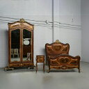 ベッドルームセット 寝室 セット 寝室セット ベッド 棚 ナイトスタンド フランス ルイ15世 アンティーク 家具 1880年 オーク ヴィンテージ風 アンティ...