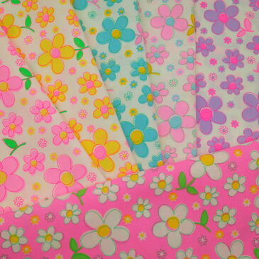 fleur 大人買いセット(限定カラー入り全6色)【10%OFF】約100cm×110cm カラフル かわいい レトロ ハンドメイド パッチワーク 日本製 コットン 生地 蛍光 綿100 国産 手芸 エコバッグ 手作り 花柄 フラワー ゆめかわ