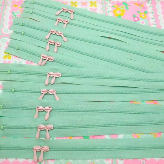 ファスナー 25cm 両開き ミント 10本セット まとめ買い 手芸用品 ジッパー ハンドメイド資材 カラフルファスナーNEO