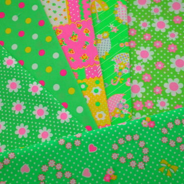 大人買いハーフセット(限定カラー入り全6色)約50cm×110cm カラフル かわいい レトロ ハンドメイド パッチワーク 日本製 コットン 生地 蛍光 綿100 国産 手芸 ポーチ 手作り マスク ドール レッスンバッグ ゆめかわ エコバッグ