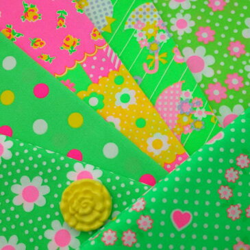 大人買いハーフセット(限定カラー入り全6色)約50cm×110cm カラフル かわいい レトロ ハンドメイド パッチワーク 日本製 コットン 生地 蛍光 綿100 国産 手芸 ポーチ 手作り マスク ドール レッスンバッグ ゆめかわ エコバッグ