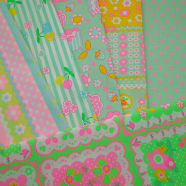 大人買いハーフセット(限定カラー入り全6色)約50cm×110cm カラフル かわいい レトロ ハンドメイド パッチワーク 日本製 コットン 生地 蛍光 綿100 国産 手芸 ポーチ 手作り マスク ドール レッスンバッグ ゆめかわ エコバッグ