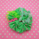 pinksオリジナル おすすめキット ラブリーシュシュ(グリーン) カラフル かわいい 手芸 レトロ 手作り ハンドメイド 型紙 日本製 コットン 生地 ソーイング 蛍光 綿100