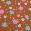 popollo モカブラウン 50cmカット済 可愛い 花柄 いちご ドット 小花 水玉 ストロベリー コットン 生地 カラフル 蛍光 レトロ かわいい 手芸 ハンドメイド 手作り パッチワーク 日本製 綿100 国産 ライトブラウン 茶色