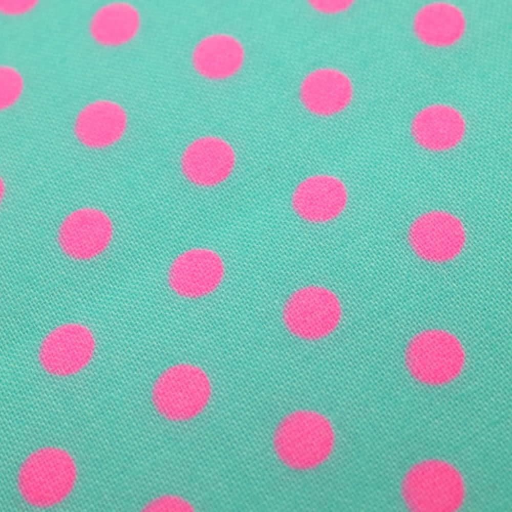 Retro Dot ライトブルー 50cmカット済 商用利用可 パッチワーク 可愛い ネオン ピンク 水玉 ドット コットン 生地 カラフル 蛍光ピンク レトロ かわいい 手芸 ハンドメイド 手作り 日本製 綿100 国産 50cm×110cm