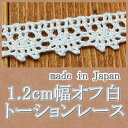 【送料無料】業務用1.2cm幅オフ白トーションレース(200m)《 手芸用レース 》