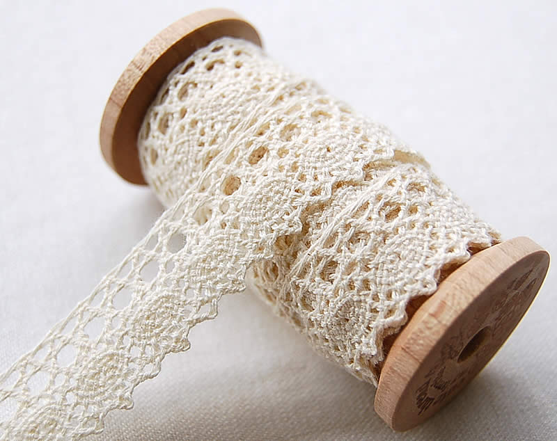【在庫処分】1.6cm幅　生成オーガニックコットントーションレース(1m巻)のサムネイル