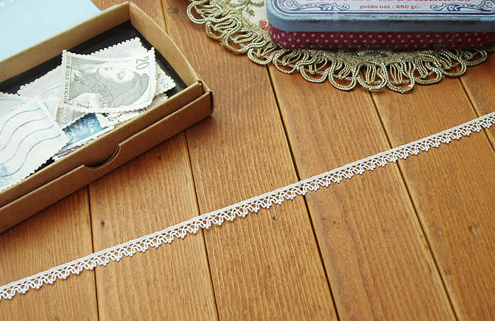 【送料無料】業務用 極細0.6cm幅オフ白トーションレース（100m）《 手芸用レース 》 3