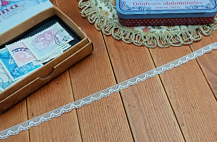 極細0.8cm幅オフ白トーションレース（1m）《 手芸用レース 》