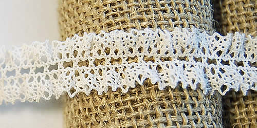 1.9cm幅　生成りフリルトーションレース(1m巻き)