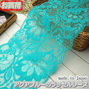 【お買得】13.5cm幅アクアブルーのラッセルレース(1m)《 手芸用レース 》