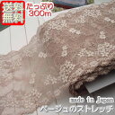 【送料無料】業務用幅広16.5cm幅ベージュのラッセルストレッチレース(300m)《 手芸/下着/インナー用レース 》