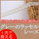 【1円で買える!】 訳あり1cm幅グレーラッセルレース(1m)
