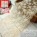 【送料無料】業務用13cm幅かわいいオレンジクリームのラッセルレース(50m)《 手芸用レース 》