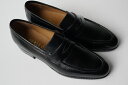 AUBERCYMODEL BARRY （classic English-inspired penny loafer）traditional Aubercy last A17 /COL　V NERO/BLACK黒RAISED STICHモカ縫いローファー