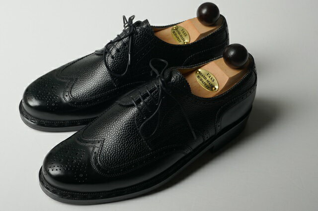 VASS MODEL　BUDAPEST/COL BLACK黒 /無き独 J.Rendenbach社ソール仕様CALF×SCOTCHGRAINレザースコンビBLACKウイングチップ(ノルヴィージャン・ハンドソーンウェルテッド)シューツリー付き