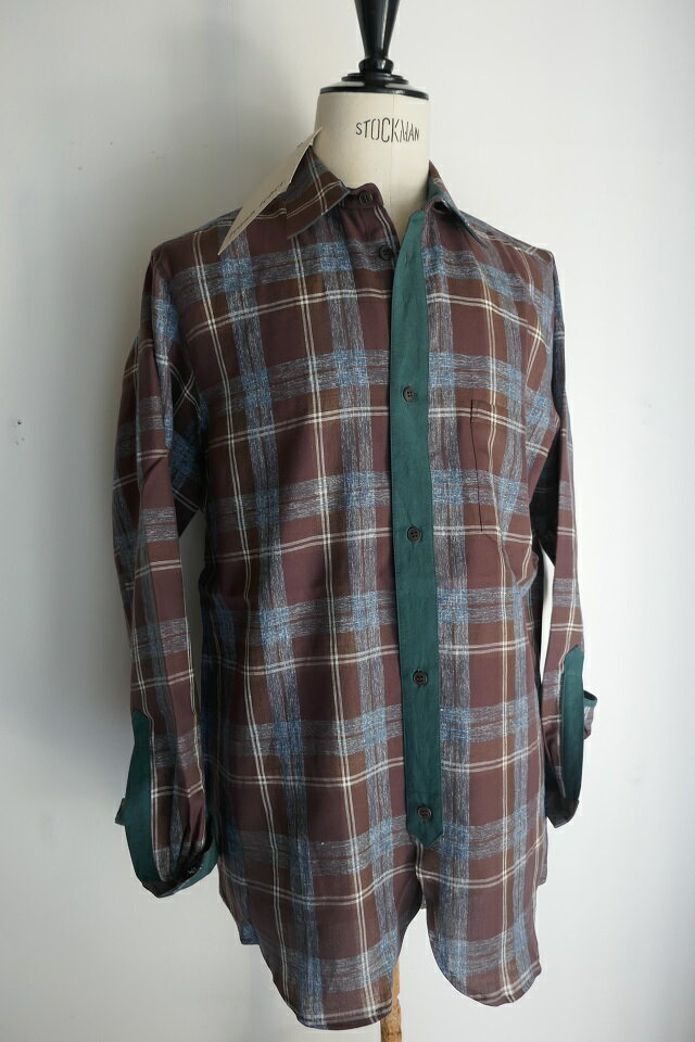 FRANK LEDER【フランクリーダー】MODEL RCV 5 RARE CZECH VINTAGE OLD STYLE SHIRT/COL85/世界限定8枚のみ生産貴重DEADSTOCkチェコ製1940~1950年代コットンリネン混ファブリック使用チェック柄ワークシャツ