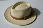 LOCK&CO.【ロックアンドコー】MODEL　THE SANTA BARBARA PANAMA SUEDE BB　TOQUILA/最高級エクアドル産Toquilla-palm 手編みTEAR DROP CROWNパナマハット(タバコブラウンレザースエードリボントリム仕様）