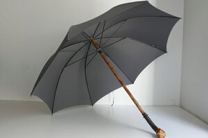 FOX UMBRELLA【フォックスアンブレラ】MODEL　FXRSB2 BLACKTHORN　SOLID/COL050MID GREY /サクラ属スピノザ（BLACKTHORN）一本木こぶハンドル×グレーHANDMADE傘（ケースカバー付）